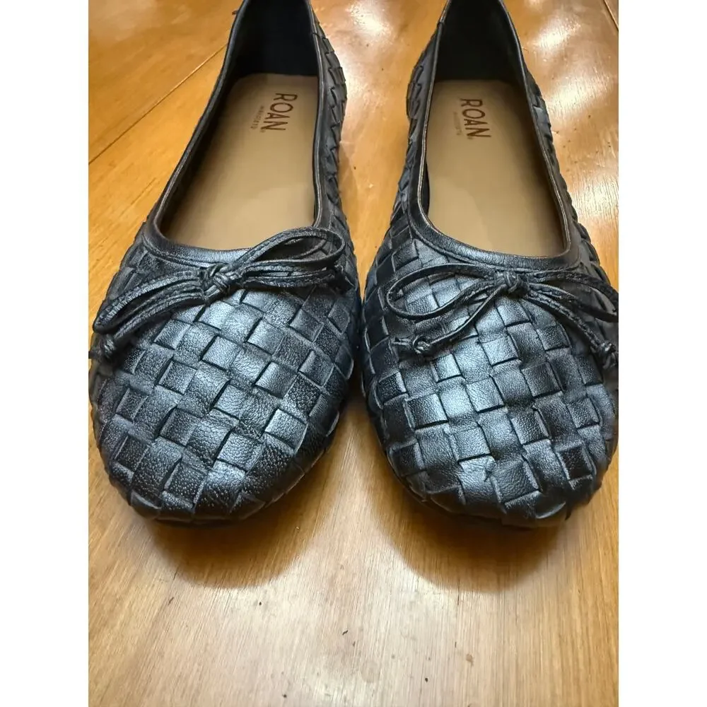 Roan by Bed Stu NWOB 9 distressed woven leather slip on ballerina flats boho